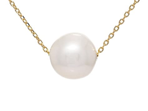 Genusis™ White Cultured Freshwater Pearl 18k Yellow Gold Over Bronze 18 Inch Solitaire Necklace