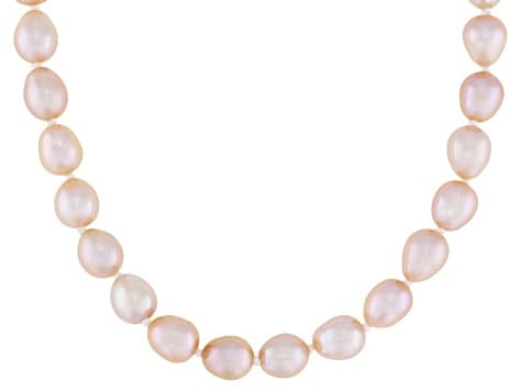 Pink Cultured Freshwater Pearl Sterling Silver 18 Inch Necklace