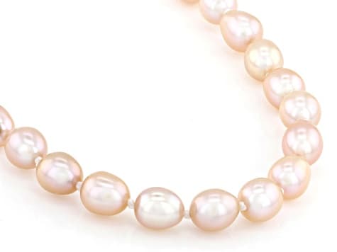 Pink Cultured Freshwater Pearl Sterling Silver 18 Inch Necklace
