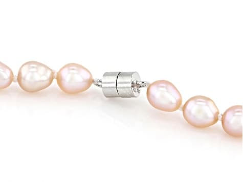 Pink Cultured Freshwater Pearl Sterling Silver 18 Inch Necklace