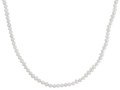 White Cultured Freshwater Bitsy Pearl Rhodium Over Sterling Silver 16 Inch Strand Necklace