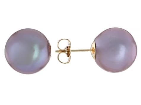 Cultured Kasumiga Pearl 14k Yellow Gold Stud Earrings