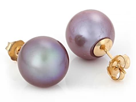 Cultured Kasumiga Pearl 14k Yellow Gold Stud Earrings