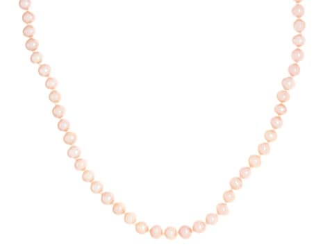 Pink Cultured Freshwater Pearl 14k Yellow Gold 18 Inch Strand Necklace