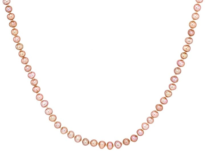Pink Cultured Freshwater Pearl 14k Yellow Gold 16 Inch Strand Necklace