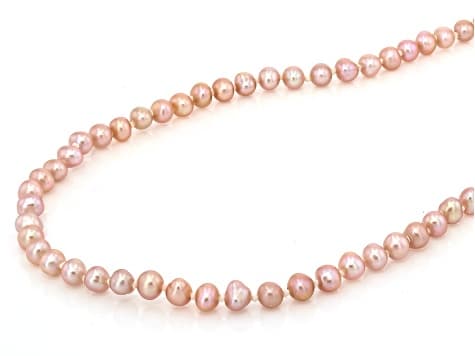 Pink Cultured Freshwater Pearl 14k Yellow Gold 20 Inch Strand Necklace