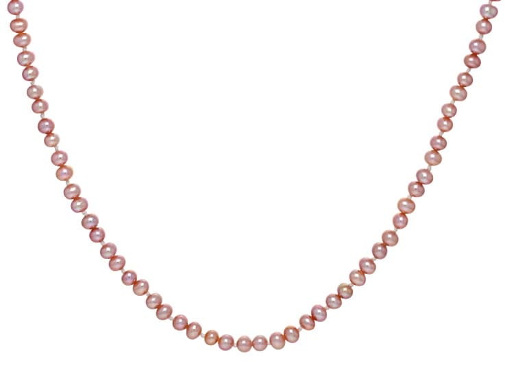 Lavender Cultured Freshwater Bitsy Pearl 14k Yellow Gold 18 Inch Strand Necklace