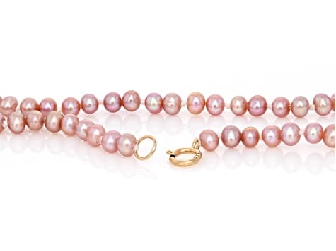 Lavender Cultured Freshwater Bitsy Pearl 14k Yellow Gold 18 Inch Strand Necklace