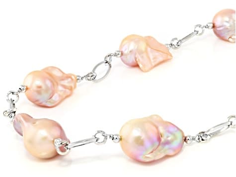 Genusis™ Multi-Color Cultured Freshwater Pearl Rhodium Over Sterling Silver 20 Inch Station Necklace