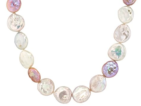 Multi-Color Cultured Freshwater Pearl Rhodium Over Sterling Silver 20 Inch Strand Necklace