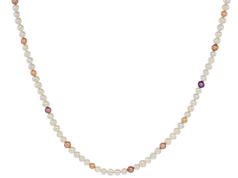 Genusis™ Multi-Color Cultured Freshwater Bitsy Pearl Rhodium Over Silver 18 Inch Strand Necklace