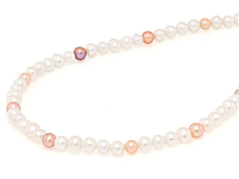 Genusis™ Multi-Color Cultured Freshwater Bitsy Pearl Rhodium Over Silver 18 Inch Strand Necklace