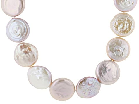 Pink Cultured Freshwater Pearl Rhodium Over Sterling Silver 20 Inch Strand Necklace