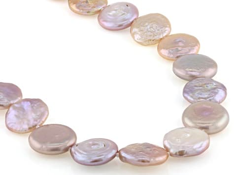Pink Cultured Freshwater Pearl Rhodium Over Sterling Silver 20 Inch Strand Necklace