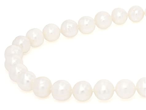 White Cultured Freshwater Pearl Rhodium Over Sterling Silver 18 Inch Strand Necklace