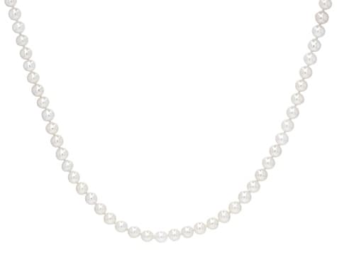 Genusis™ White Cultured Freshwater Pearl Rhodium Over Sterling Silver 22 Inch Strand Necklace