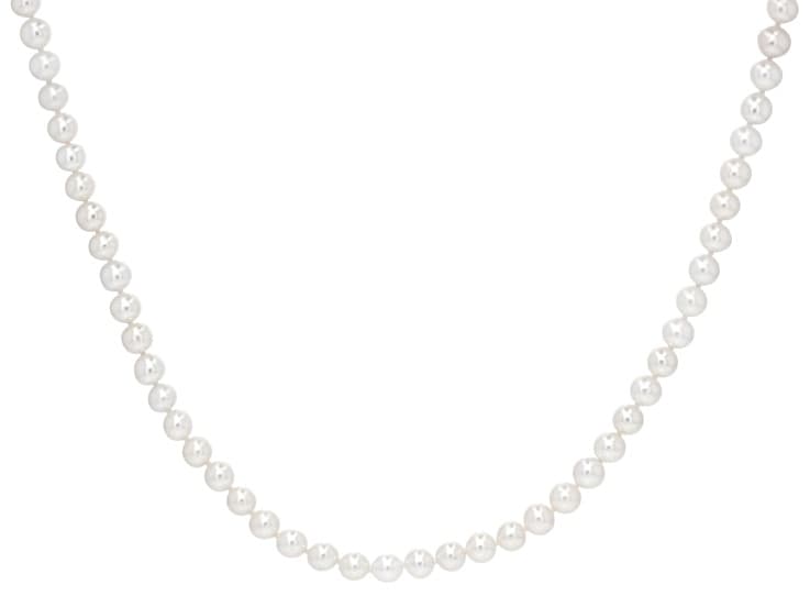 White Cultured Freshwater Pearl Rhodium Over Sterling Silver 28 Inch Strand Necklace