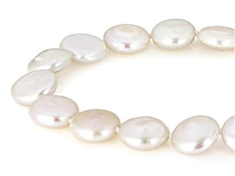 Coin White Cultured Freshwater Pearl Sterling Silver 18 Inch Necklace