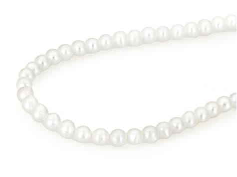 White Cultured Freshwater Pearl Sterling Silver 18 Inch Strand Necklace