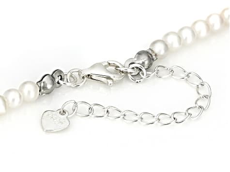 White Cultured Freshwater Pearl Sterling Silver 18 Inch Strand Necklace