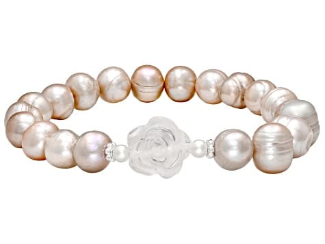 Multi-Pink Cultured Freshwater Pearl and Pink Quartz Stretch Bracelet