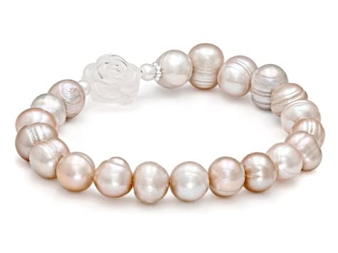 Multi-Pink Cultured Freshwater Pearl and Pink Quartz Stretch Bracelet