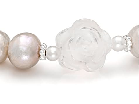 Multi-Pink Cultured Freshwater Pearl and Pink Quartz Stretch Bracelet