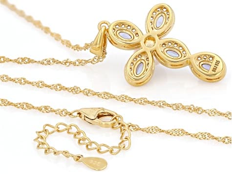 White Cultured Japanese Akoya Pearl 18K Yellow Gold Over Sterling Silver Pendant with Chain