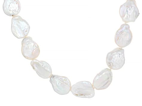 White Cultured Freshwater Pearl Rhodium Over Sterling Silver 20 Inch Necklace
