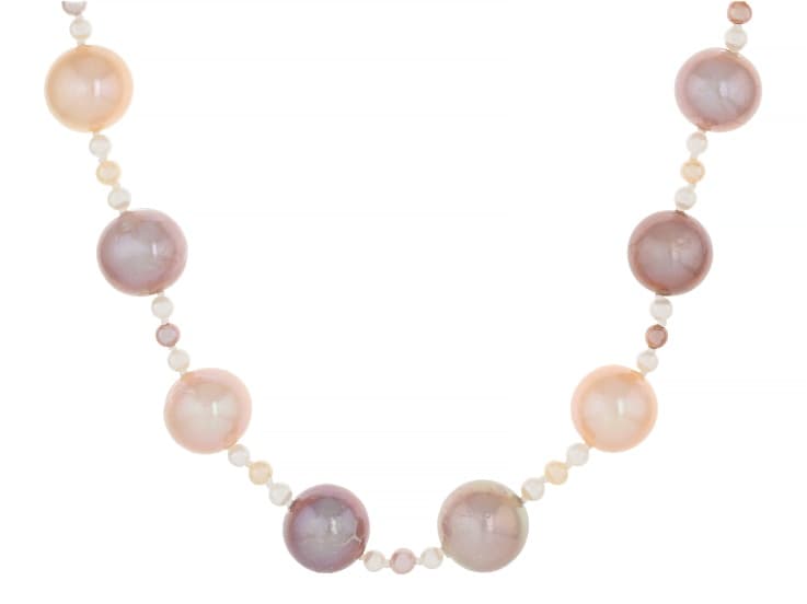 Genusis™ Multi-Color Cultured Freshwater Rhodium Over Sterling Silver 20 Inch Strand Necklace