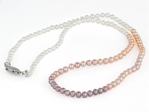 Genusis™ Multi-Color Cultured Freshwater Pearl Rhodium Over Sterling Silver 18 Inch Strand Necklace