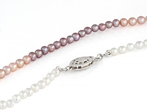 Genusis™ Multi-Color Cultured Freshwater Pearl Rhodium Over Sterling Silver 18 Inch Strand Necklace
