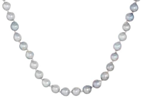 Platinum Cultured Japanese Akoya Pearl Sterling Silver 18 Inch Strand Necklace
