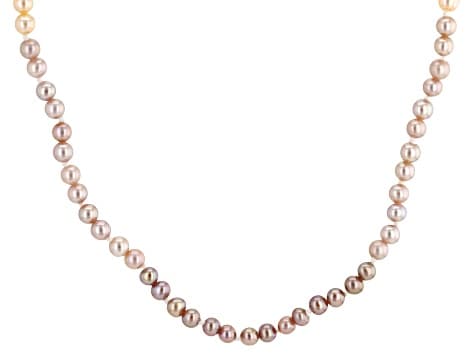 Ombre Cultured Freshwater Pearl Rhodium Over Sterling Silver 20" Strand Necklace