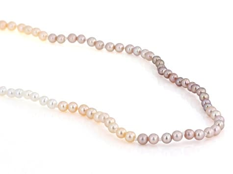 Ombre Cultured Freshwater Pearl Rhodium Over Sterling Silver 20" Strand Necklace