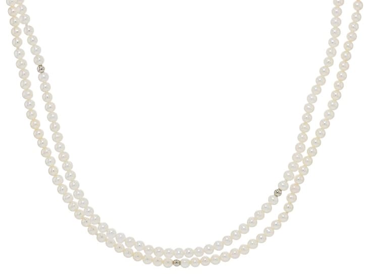 White Cultured Freshwater Pearl Sterling Silver 64" Endless Strand Necklace
