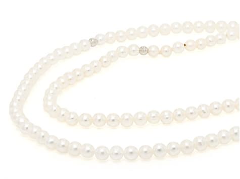 White Cultured Freshwater Pearl Sterling Silver 64" Endless Strand Necklace
