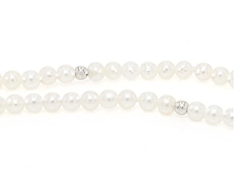 White Cultured Freshwater Pearl Sterling Silver 64" Endless Strand Necklace