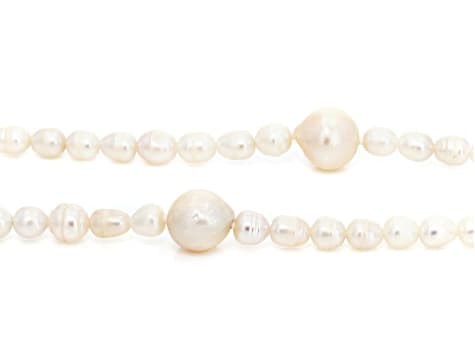 5mm & 10mm White Cultured Freshwater Pearl 36" Endless Strand Necklace