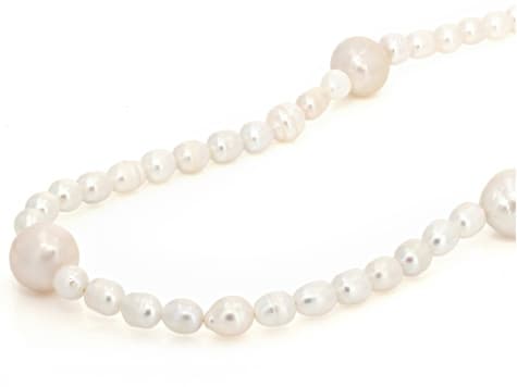 5mm & 10mm White Cultured Freshwater Pearl 36" Endless Strand Necklace