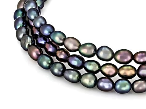 Black Cultured Freshwater Pearl Expandable Bangle