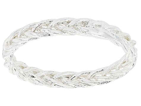 Solid Sterling Silver and 18k Yellow Gold Over Sterling Silver Wheat Link Band Ring Set of 2