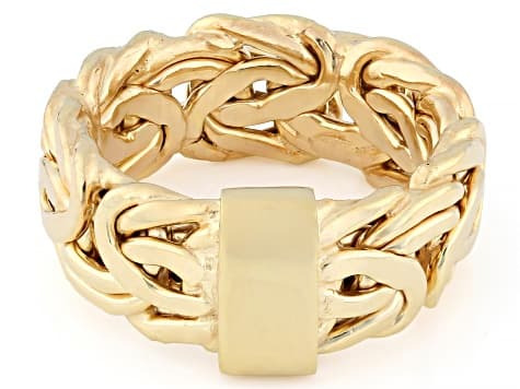 18k Yellow Gold Over Sterling Silver 8mm Byzantine Band Ring