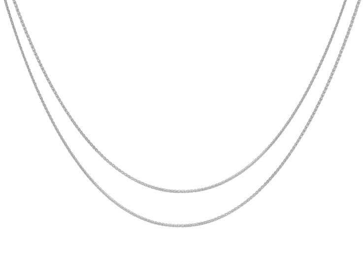 Sterling Silver 1mm Adjustable Wheat 24 Inch Chain Set Of 2