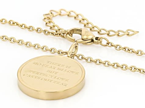 14K Yellow Gold Over Stainless Steel 1 John 4:18 & John 3:16 Bible Verse Pendant with Chain Set of 2