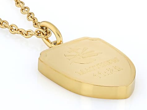 14K Yellow Gold Over Stainless Steel Bible Verse Pendant with Chain Set of 4