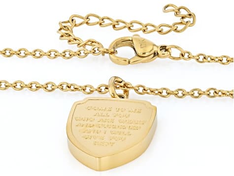 14K Yellow Gold Over Stainless Steel Bible Verse Pendant with Chain Set of 4