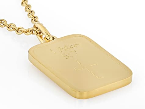 14K Yellow Gold Over Stainless Steel Bible Verse Pendant with Chain Set of 4