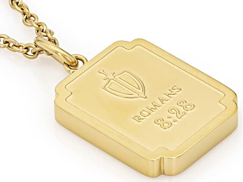 14K Yellow Gold Over Stainless Steel Bible Verse Pendant with Chain Set of 4