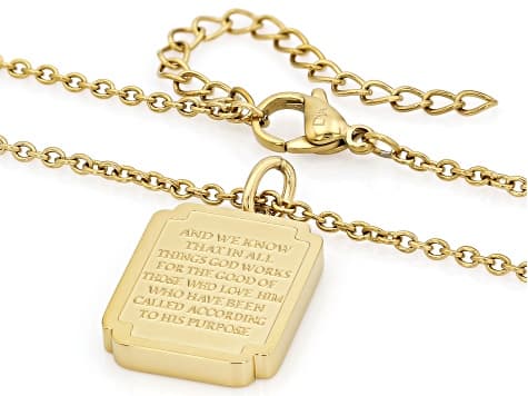 14K Yellow Gold Over Stainless Steel Bible Verse Pendant with Chain Set of 4